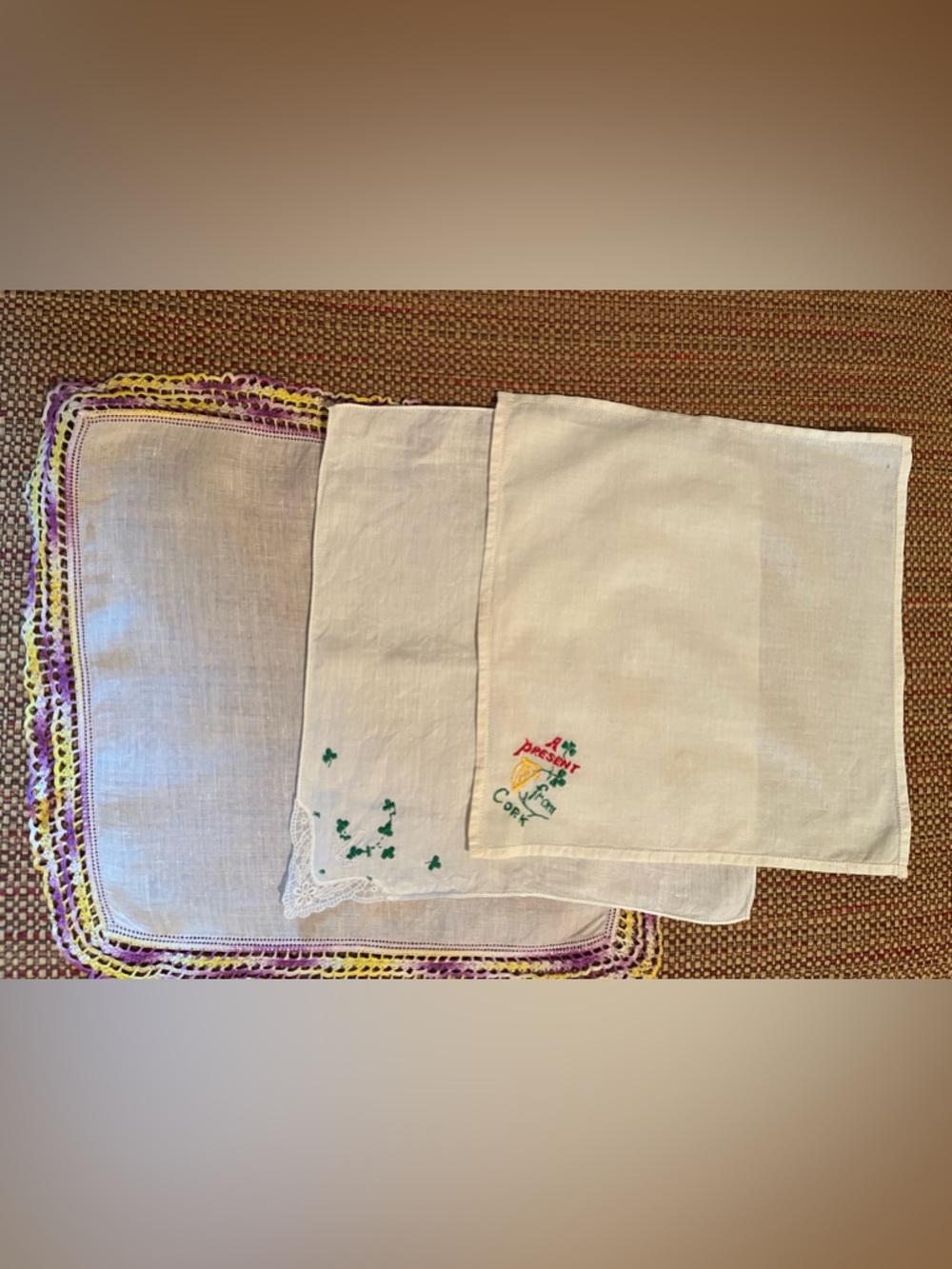3 Vintage 1950’s Linen Irish Hankerchiefs
